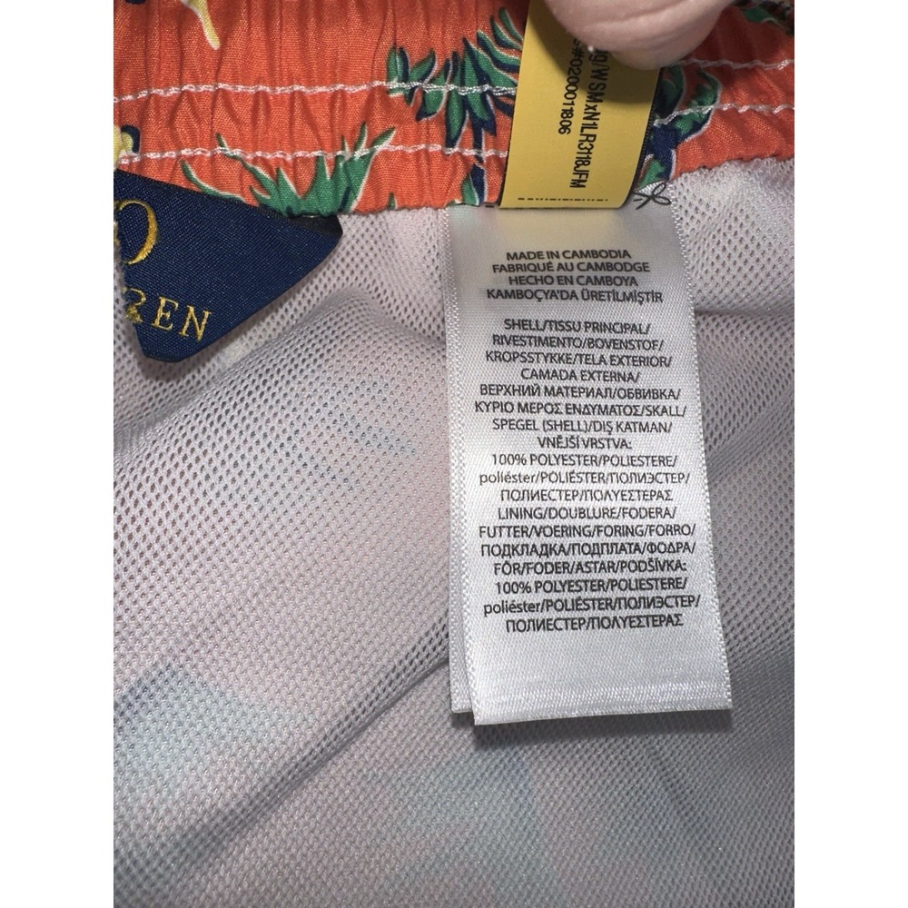 Polo Ralph Lauren Swim Trunks Orange 3XB Big All Over Print Beach‎ Hawaiian Hula - Picture 7 of 8